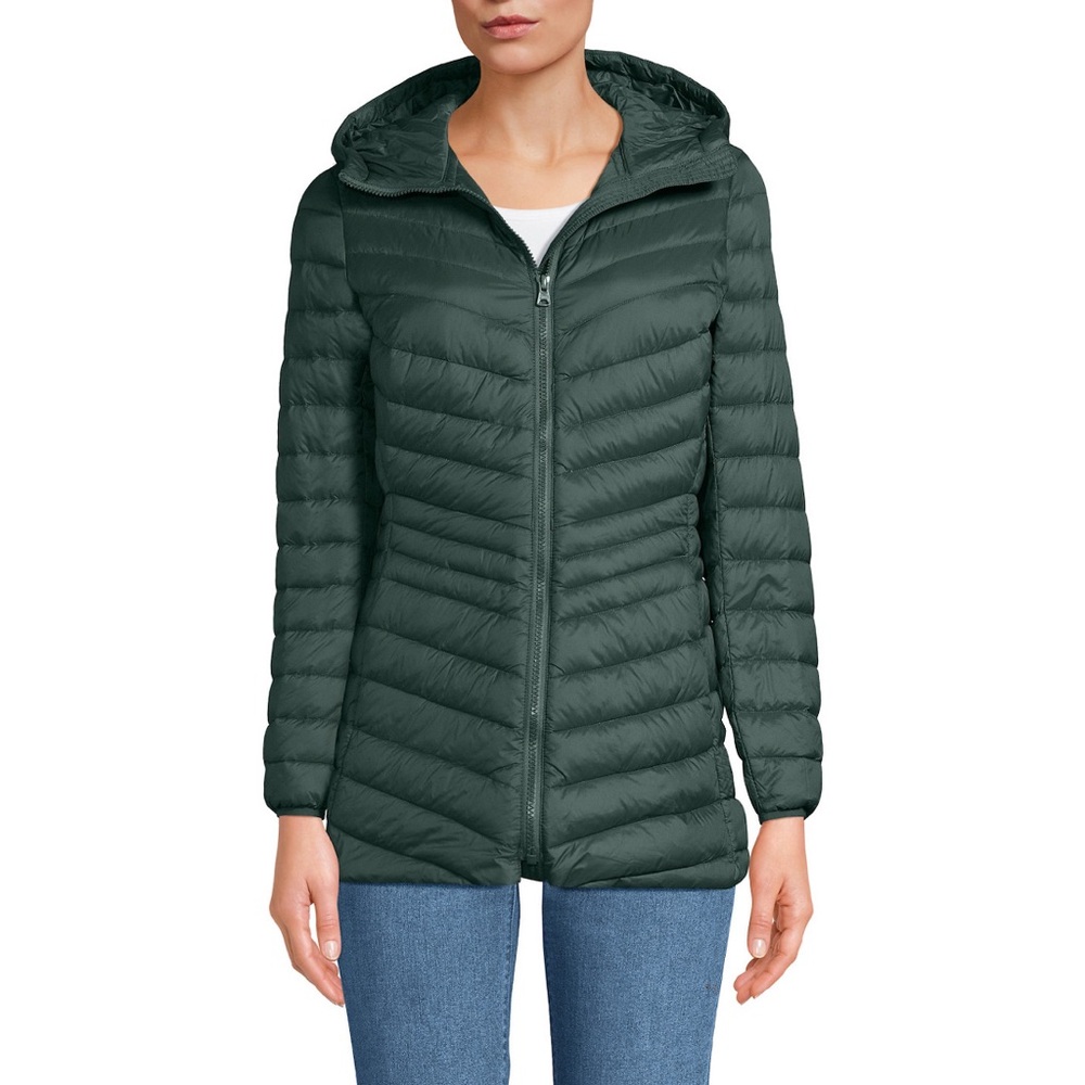 NWT Land's End Women's Wanderweight Packable Down Hooded Jacket